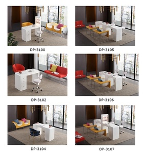 Mesa de Manicura Moderna Blanca para Salón con Construcción de Metal y Madera MDF y Opción de Ventilador, Diseño Elegante para Manicuristas - Product Image 2