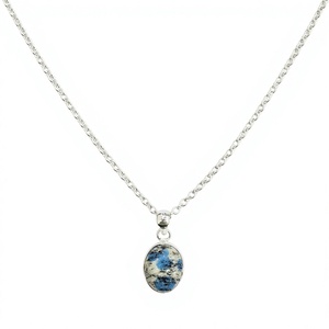 Hermoso colgante de jaspe K2, Plata de Ley 925, forma ovalada, piedra preciosa con manchas azules, amuleto de joyería para mujer, para cualquier ocasión. - Product Image 2