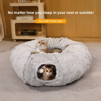 Lits de couchage gris en peluche de luxe de haute qualité et bon marché Tunnel pour chats d'intérieur