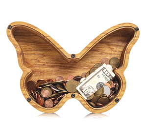 <span class=keywords><strong>Tirelire</strong></span> papillon en chêne massif, décoration personnalisée pour chambre d'enfant pour filles, <span class=keywords><strong>tirelire</strong></span> en bois pour enfants - Product Image 2