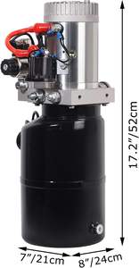 Unité hydraulique GRH avec réservoir d'huile en fonte de 6 litres, moteur 12V CC, pompe à double action, levage 4M, poignée de commande - Product Image 2