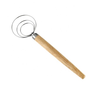 <span class=keywords><strong>Fouet</strong></span> à pâte danois en acier inoxydable avec manche en bois, batteur à pain, pâtisserie, 1 pièce - Product Image 3