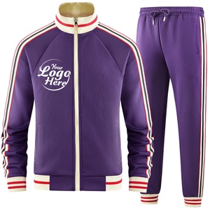 Men's Casual 2-Piece Anti-UV Breathable Polyester/Cotton <b>Tracksuit</b> Sets Long Sleeve Full Zip Jacket Sweatpants Sport OEM Service - Product Image 1