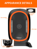 Escáner de código de barras NORGEE, lector de códigos QR 2D de escritorio HENEX HC666, USB, en stock, para cafeterías, tiendas y mostradores.