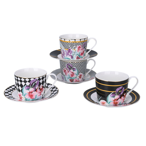 220ml tarde tazas etiqueta floral elegante Café turco tazas de té y platillo conjunto de taza de porcelana - Product Image 1