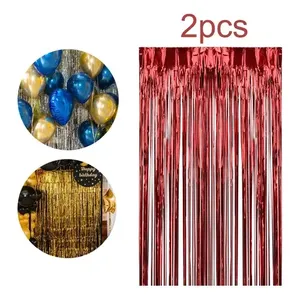 2x rideaux à franges en aluminium, rideau en aluminium, rouge - Product Image 3