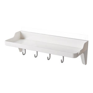 Étagère murale rectangulaire blanche à 1 niveau, sans perçage, pour rangement de cuisine, salle de bain et toilettes - Product Image 4