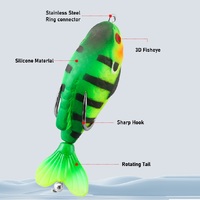 Yibo - Leurre souple en silicone flottant en forme de grenouille et de poisson pour la pêche en eau douce en rivière et en lac