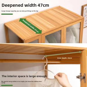 Armadio Moderno Economico in Bambù per Camera da Letto, Design Minimalista, Area Appendiabiti Semplice, Essenziale per Appartamenti in Affitto - Product Image 4