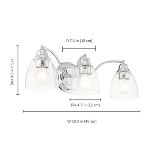 3-<strong>Light</strong> Gold Finish Iron Frame Glass Shade LED <strong>Wall</strong>-<strong>Mounted</strong> Vanity <strong>Lights</strong> for <strong>Bathroom</strong> with Dimmable Feature - Product Image 2