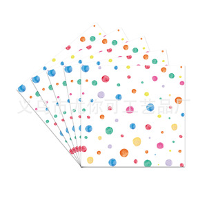 Kit de fête jetable Happy Birthday Watercolor Polka Dot : assiettes, gobelets, serviettes, couverts pour la célébration des enfants - Product Image 4