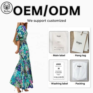 Custom ultimo Design a sbuffo <span class=keywords><strong>manica</strong></span> <span class=keywords><strong>corta</strong></span> girocollo estivo floreale di alta qualità <span class=keywords><strong>vestiti</strong></span> donne abiti <span class=keywords><strong>lunghi</strong></span> Casual - Product Image 4