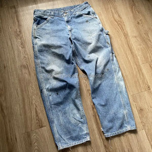 Salati celana Bootcut pinggang tinggi pria, celana Denim potongan lurus longgar berkilap berlian imitasi untuk musim dingin - Product Image 4