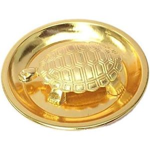 Placa de tortuga de Metal de latón para Feng Shui Vastu 2,5 pulgadas tamaño estándar dorado mejor regalo para carrera buena suerte Vaastu Yantra latón - Product Image 3