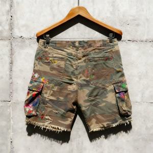 Pantalones Cortos de Mezclilla Cargo para Hombre, Diseño Camuflaje, Estilo Desgastado, con Bolsillos Utilitarios, Fabricante OEM - Product Image 2