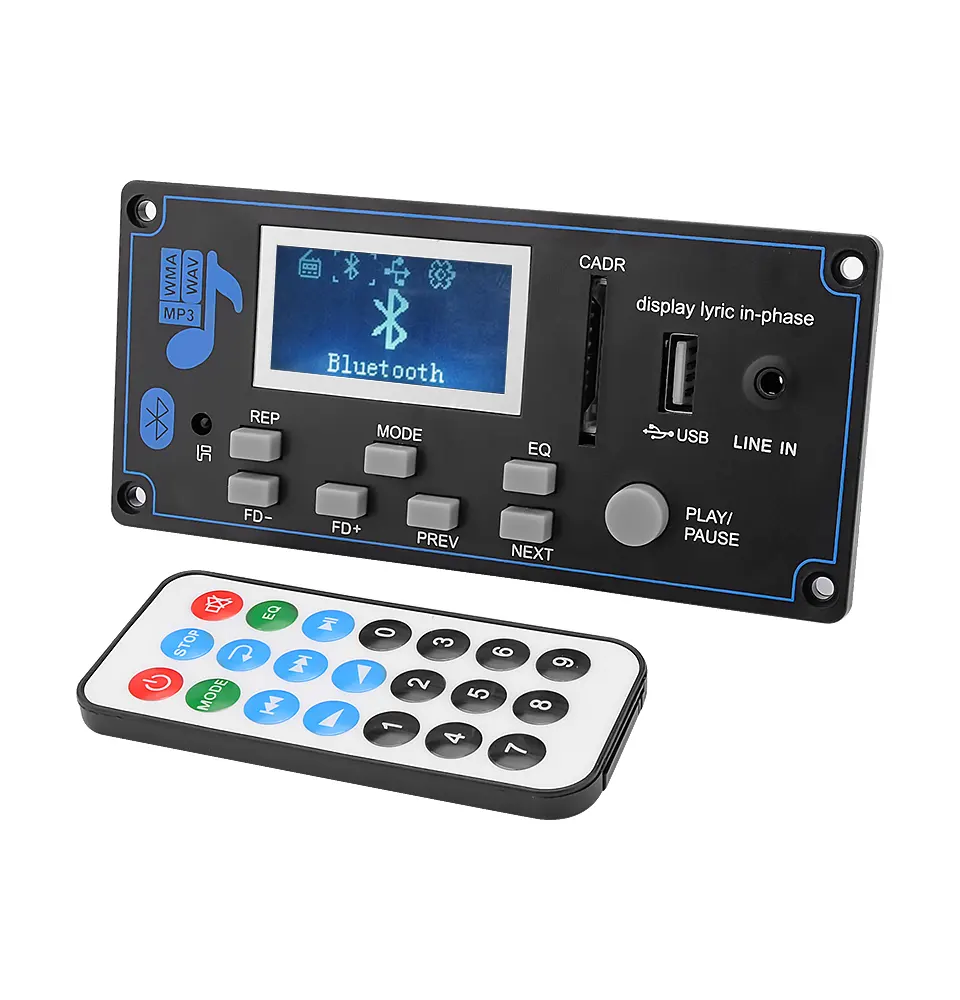 12V LCD MP3 Decoder Board WAV WMA Decoding MP3 Player Audio Module Support FM Radio AUX USB With Lyrics Display