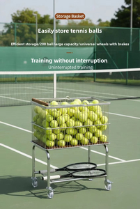 <span class=keywords><strong>Carrello</strong></span> Portapalle da Tennis a Due Livelli <span class=keywords><strong>con</strong></span> <span class=keywords><strong>Ruote</strong></span>, Multifunzionale e Portatile, Capacità 200 Palline, in Gomma, Legno Massello e Carbonio - Product Image 4