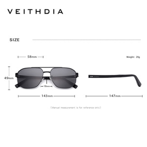Veithdia Unisex Square Sunglasses Metal <b>Frame</b> TAC Lens UV400 Protection Type 3 Sunshades - Product Image 4