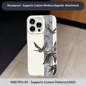 Coque transparente en TPU motif <span class=keywords><strong>oies</strong></span> volantes style aquarelle chinoise, antichoc pour iPhone 17 16 15 14 13 Pro Max - Product Image 2