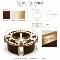 Comptoir de présentation de bijoux en verre trempé incurvé circulaire, vitrine îlot en métal et bois, personnalisable OEM/ODM pour bijouterie