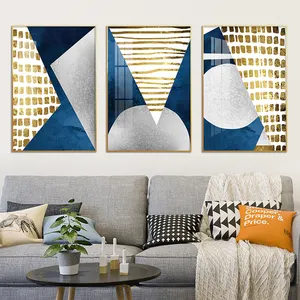 3 Pieces Abstract arte minimalista nórdica Cinza geometria pintura e arte da parede para decoração do quarto luxo impressão em lona cartazes