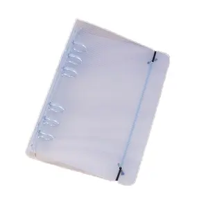 Hot products transparent clear hard pp plastic 6 holes ring binder hard cover file folder for office use with elastic bands