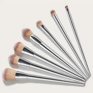 Maquiagem personalizada escova Set 7 peça luxo prata maquiagem pincéis Professional Cosmetic Brushes Kit