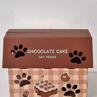 Maison pour chat en bois en forme de gâteau au chocolat avec griffoir intégré, abri moderne pour animaux de compagnie pour chats d'intérieur