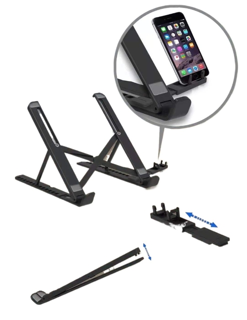 Portable 13-Level Height Adjustable Laptop Stand Durable Aluminum Plastic Metal Foldable Stand for iPad Tablet Macbook