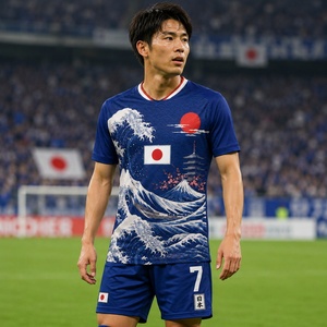 <span class=keywords><strong>Maillot</strong></span> et short de football rétro <span class=keywords><strong>Japon</strong></span> 2002 pour hommes et femmes, imprimé par sublimation, logo personnalisé, thème anime, uniforme d'équipe de football - Product Image 1