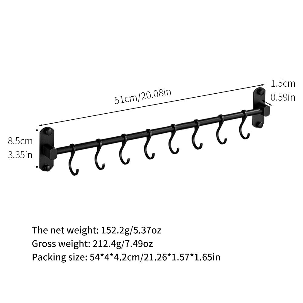 9208 Black 8 hook 50cm