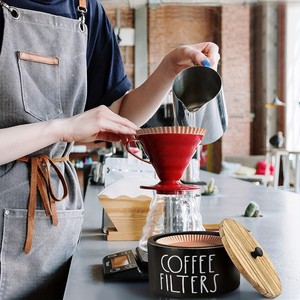 กล่องเก็บตัวกรองกาแฟทรงกลมฝาไม้สีดำสำหรับทำกาแฟ - Product Image 3