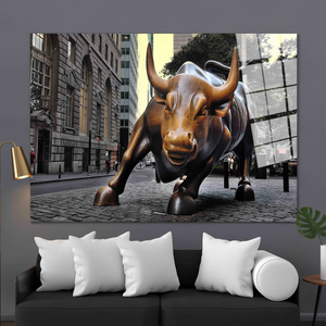 Tableau mural imprimé sur toile Urban Majesty Art Déco, sculpture de taureau de New York - Product Image 3