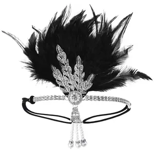 1920S Gatsby Vrouwen Veren Flapper Hoed Haaraccessoires Hoofdtooi