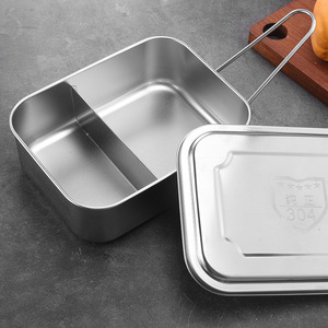 Boîte à lunch en acier inoxydable 304, grande capacité, boîte bento rectangulaire avec couvercle pour adultes, bureau, étudiants, usage domestique - Product Image 2