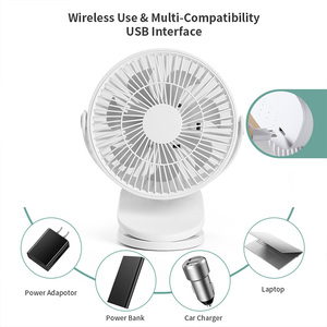 Clip de mesa ajustable de 360 grados Mini ventilador recargable Girar Ventilador USB portátil - Product Image 6