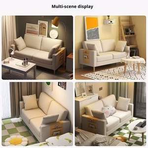 Canapé deux places <span class=keywords><strong>beige</strong></span> canapé de salon pour petit appartement en tissu velours canapé-lit moderne et minimaliste pour appartement et chambre à coucher - Product Image 4