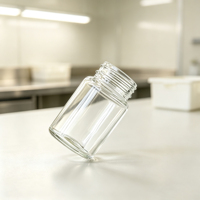 Bouteille distributrice d'échantillons en verre transparent à large ouverture avec filetage pour l'emballage d'échantillons liquides et en poudre