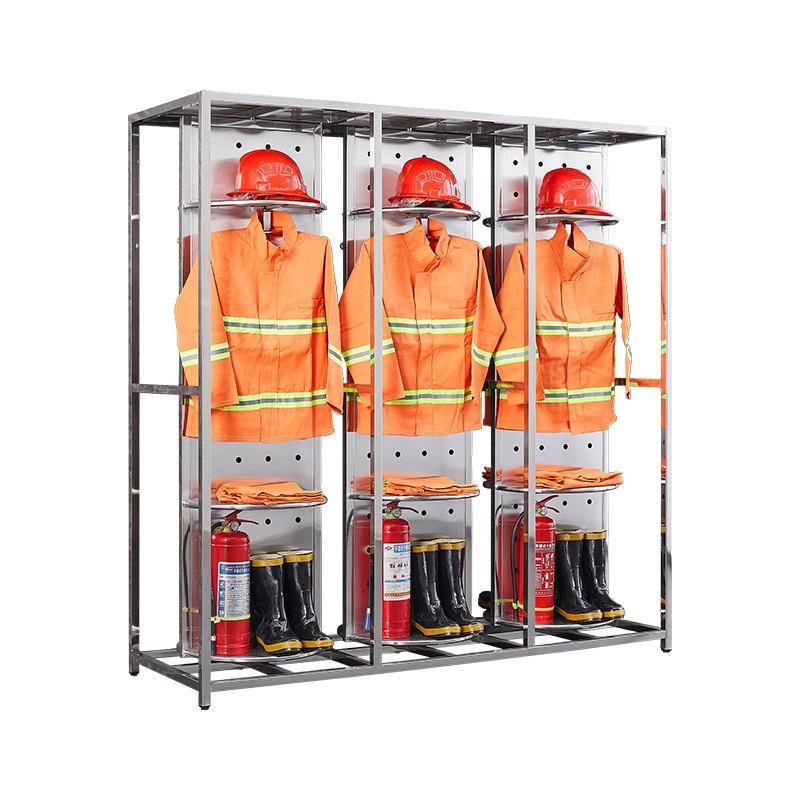 Summit Fire Protection Rack Division Stainless Steel Fire-Fighting Rescue Uniform Rack Rotatable Double ...