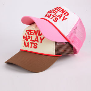 高品質 卸売 クラシック カスタムデザイン オリジナル 刺繍ロゴ 5パネル ベースボールキャップ ゴラス メッシュ スエード トラッカーキャップ 帽子 - Product Image 1