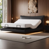 Lit en cuir multifonctionnel, lit électrique intelligent, lit suspendu, lit double en cuir réglable, lit double en cuir de vachette pour chambre à coucher