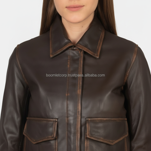 Chaquetas de cuero de mujer de alta calidad de punto transpirable de invierno de manga completa de color personalizado y logotipo - Product Image 1