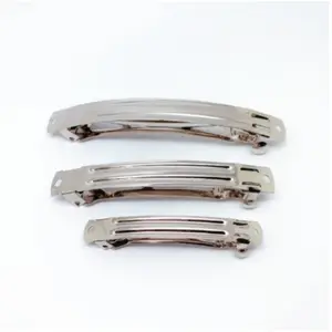 Most Popular 2023 diy silver flat metal hair clip rectangular crocodile hair clip cdouble pronged hair clip