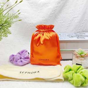 Satin Drawstring Jewelry Pouch Custom Logo Print Smooth Satin Fabric Small Drawstring Closure for Jewelry Storage <b>Gift</b> Organizer - Product Image 4