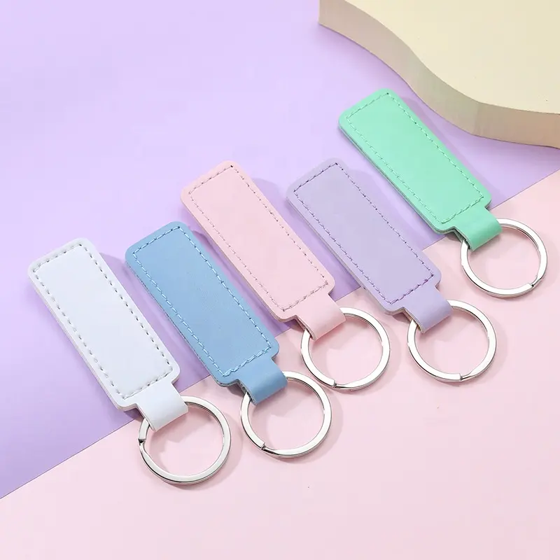 קידום מתנות זול שונה צבעים כיכר ריק אמיתי עור מפוצל מחזיקי מפתחות