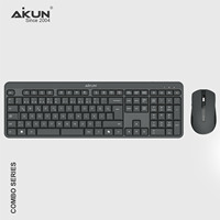 Clavier et souris sans fil Aikun BX7510 Slim 2,4 GHz, design ultra-fin, 104 touches, touches multimédia, autonomie de 18 mois
