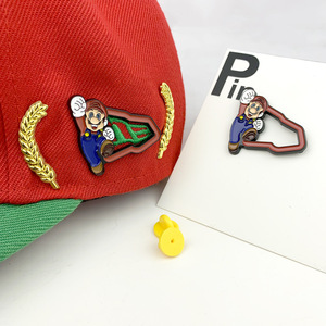 Pin para Sombrero de Metal Lacado Mario, Aleación, 16 mm, Redondo, Uso General - Product Image 3