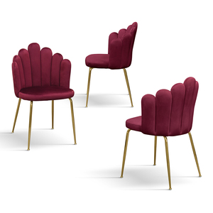 Ensemble de 4 chaises Sissi en velours bordeaux avec pieds en métal, chaises de salle à manger d'intérieur - Product Image 2