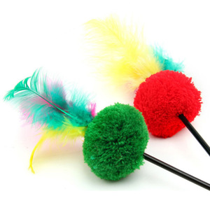 Cat Teaser Stick 55cm Long Plastic With Colorful Feather And <b>String</b> <b>Ball</b> For Pet Interactive Play - Product Image 2