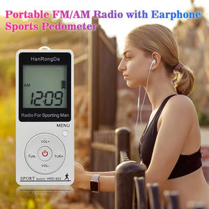 Mini Radio AM FM portátil con sintonización digital, sonido estéreo azul, batería recargable, auriculares incluidos, reproductor de MP3 para correr - Product Image 3